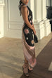 Camilladress Halter Neck Open Back Asymmetric Hem Printed Satin Midi Dress