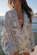 Camilladress Collared V Neck Shirt and Side Slit Shorts Vitamin Sea Print Set