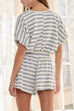 Camilladress Striped Short Sleeves Crop Top and Elastic Waist Pocketed Shorts Set