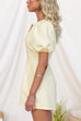 Puff Short Sleeves Front Zipper Up Pocketed  Romper