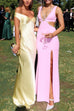 Camilladress Off Shoulder Backless Cut Out Satin Maxi Dress