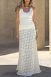 Camilladress Elastic WaistBand Lace Hollow Out Maxi Skirt