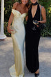 Camilladress Off Shoulder Backless Cut Out Satin Maxi Dress