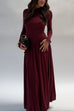 Mockneck Long Sleeves Asymmetric Drop Waist Midi Dress