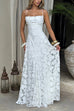 Camilladress Spaghetti Strap Backless Lace-up Jacquard Maxi Dress