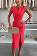 Camilladress Crewneck Sleeveless Slit Bodycon Midi Dress