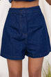 High Waist One Button Denim Shorts