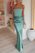 Camilladress Strapless Ruched Satin Splice Bodycon Maxi Dress