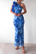 Camilladress Ruffle One Shoulder Floral Print Bodycon Maxi Dress