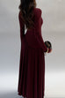 Mockneck Long Sleeves Asymmetric Drop Waist Midi Dress