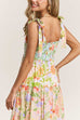 Camilladress V Neck Bow Shoulder Tiered Floral Print Maxi Dress