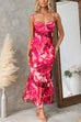 Spaghetti Strap Floral Print Bodycon Maxi Dress