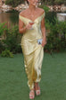 Camilladress Off Shoulder Backless Cut Out Satin Maxi Dress