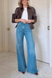 High Waist Pocketed Bell Bottom Denim Pants